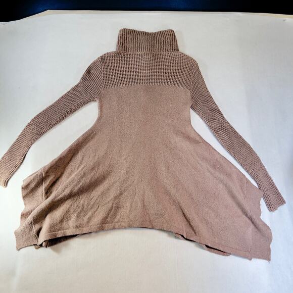 Blue Saks Fifth Ave Tunic Sweater Full Zip High Neck Collar Woman's XS Tan - Picture 5 of 15